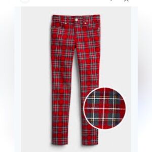 Gap pants - red plaid skinny stretch jeans holiday trendy